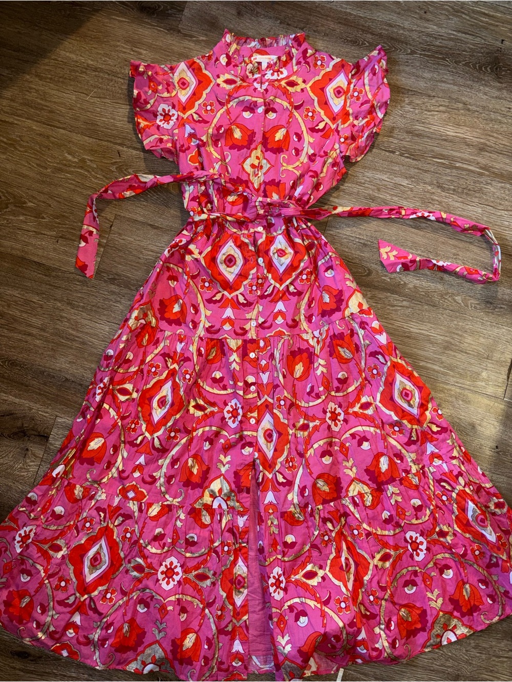 Jude Connally Mirabella Tiered Floral Ruffle Maxi in Gilded Garden Peony Large - Picture 5 of 8